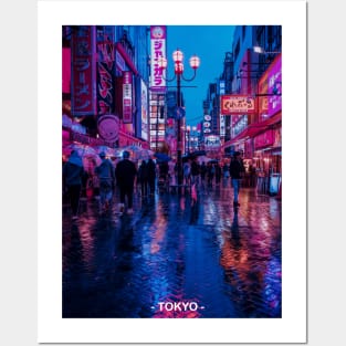 Tokyo Street Neon Synthwave Posters and Art